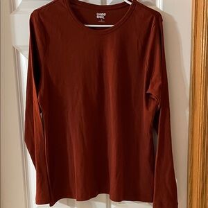 Lands' End Women's Long Sleeve Crewneck Tee - Rust Size L